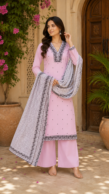 Pure muslin semi stitched party wear suit with designer dupatta