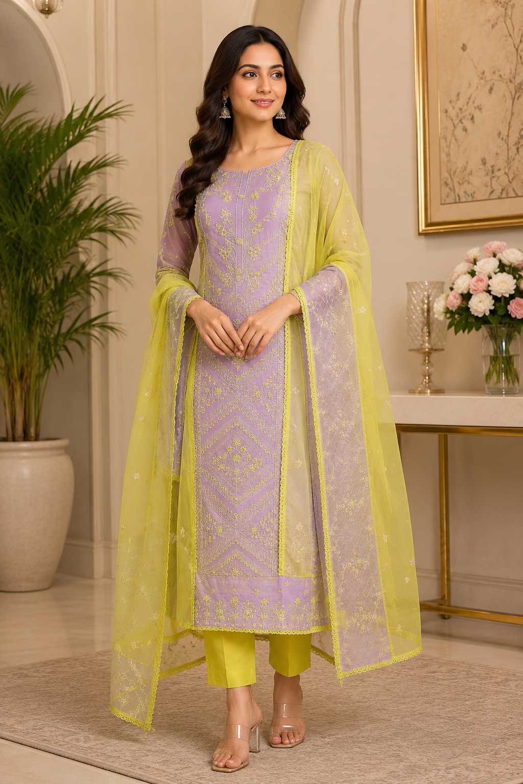 Muslin semi stitched designer party wear suit