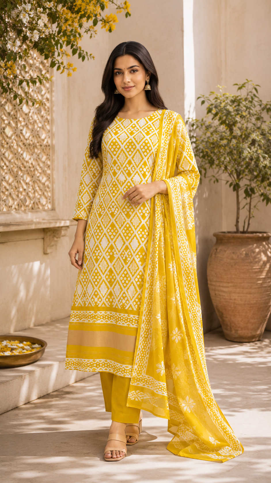 Pure cotton gajji border print suit