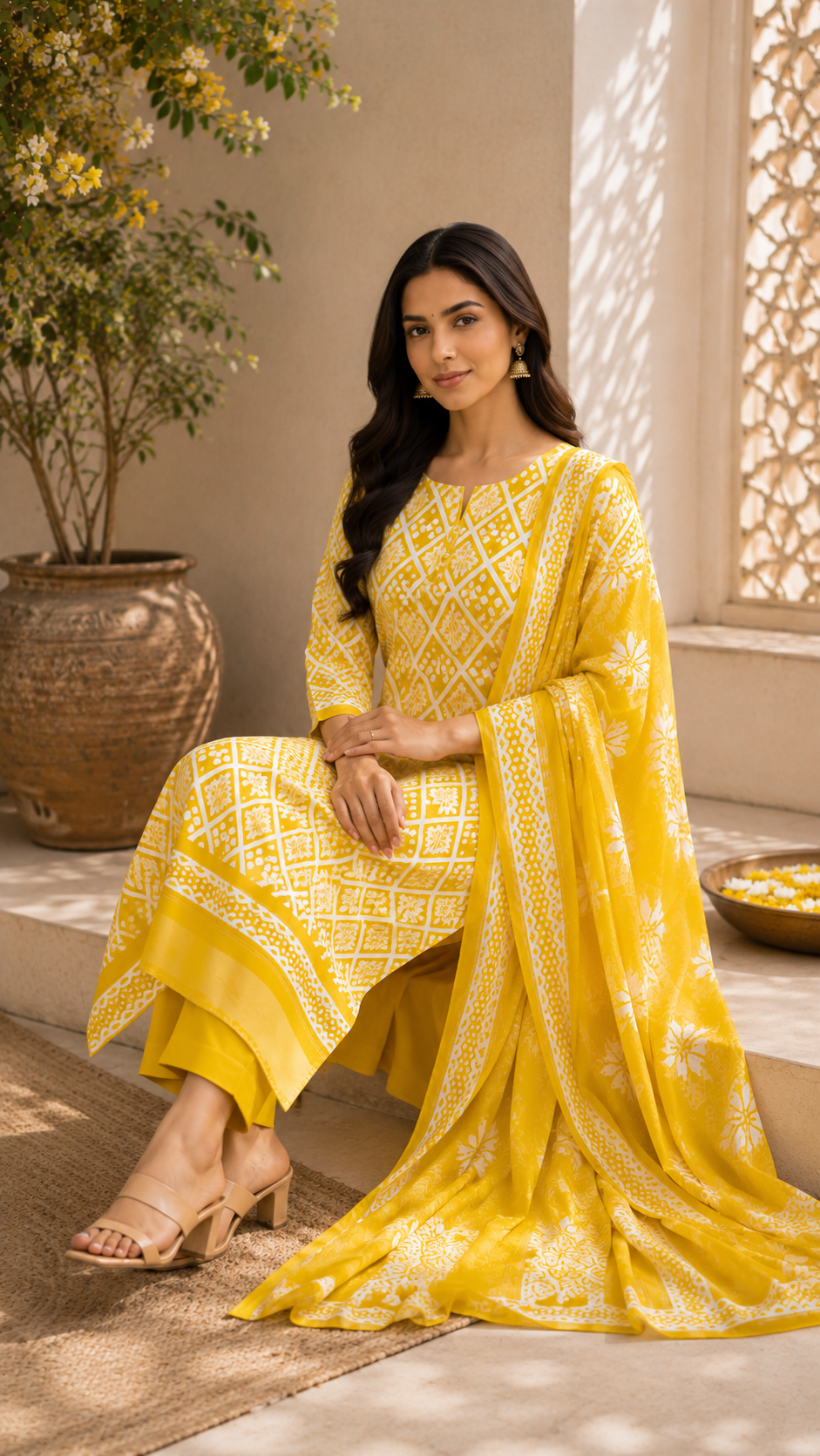 Pure cotton gajji border print suit