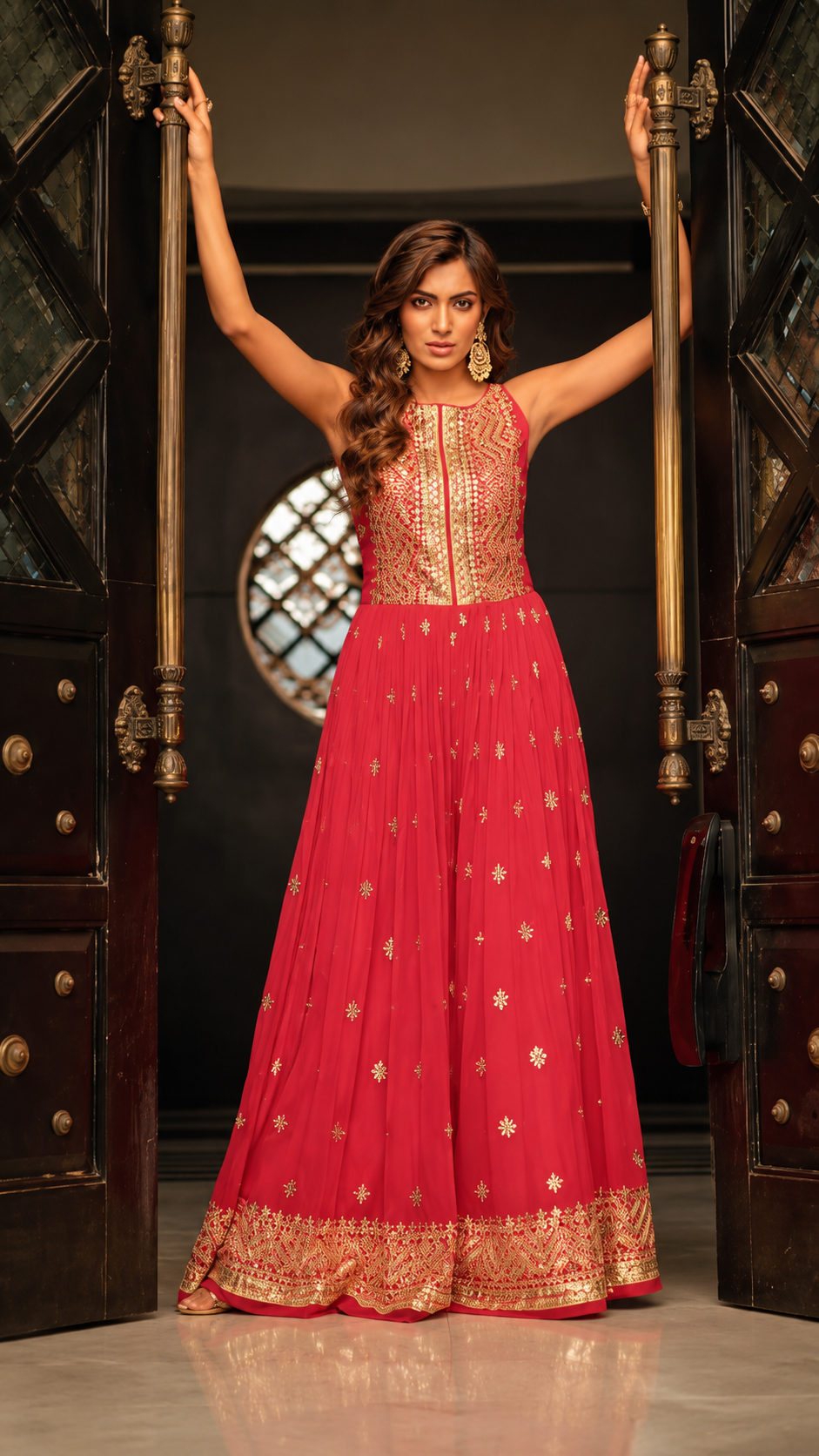 Wedding wear chinon silk jump suit