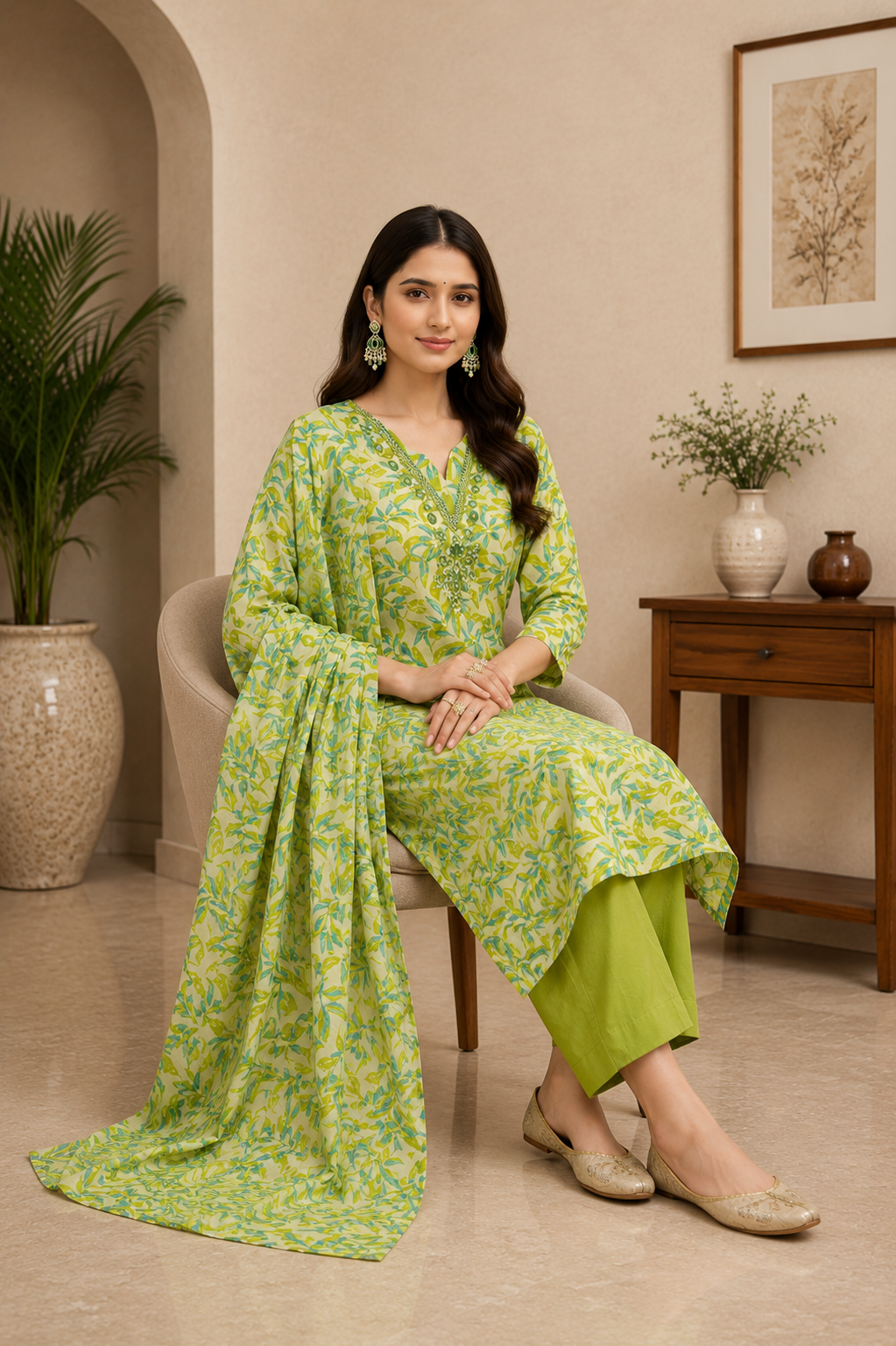 Pure cotton daily wear/office wear cotton dupatta suit