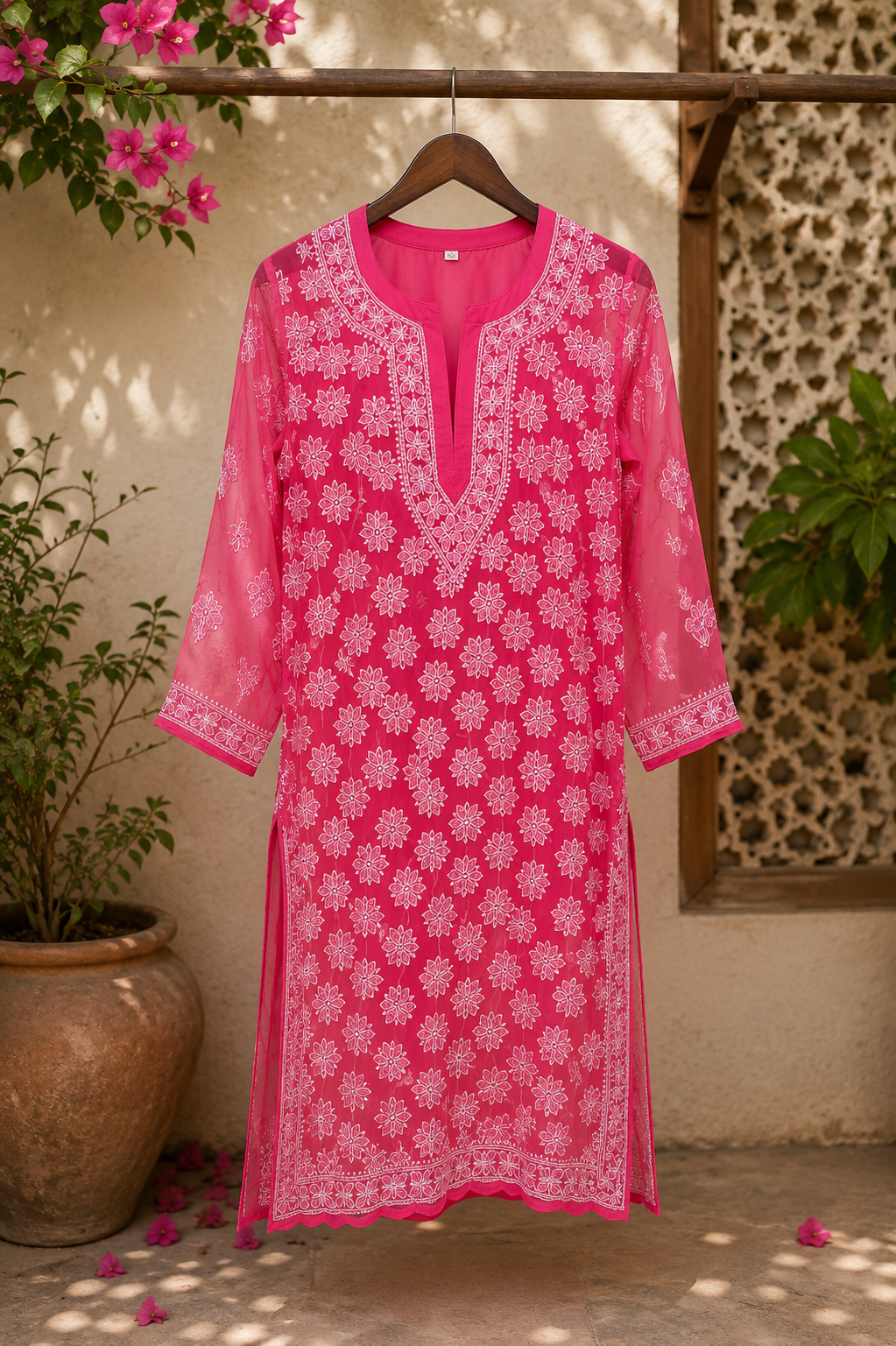 Lucknowi work georgette kurti