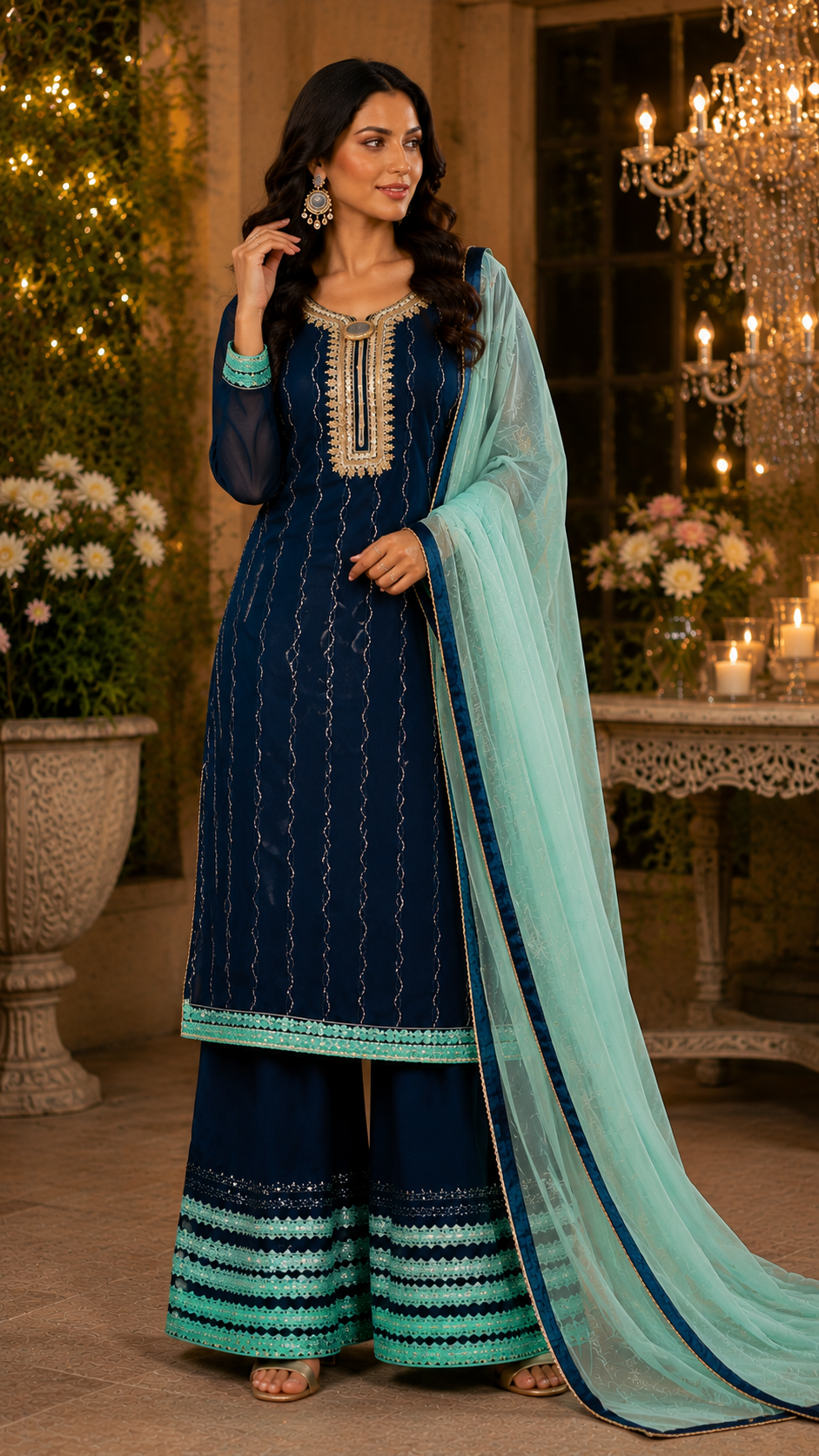 Party wear embroidered georgette suit