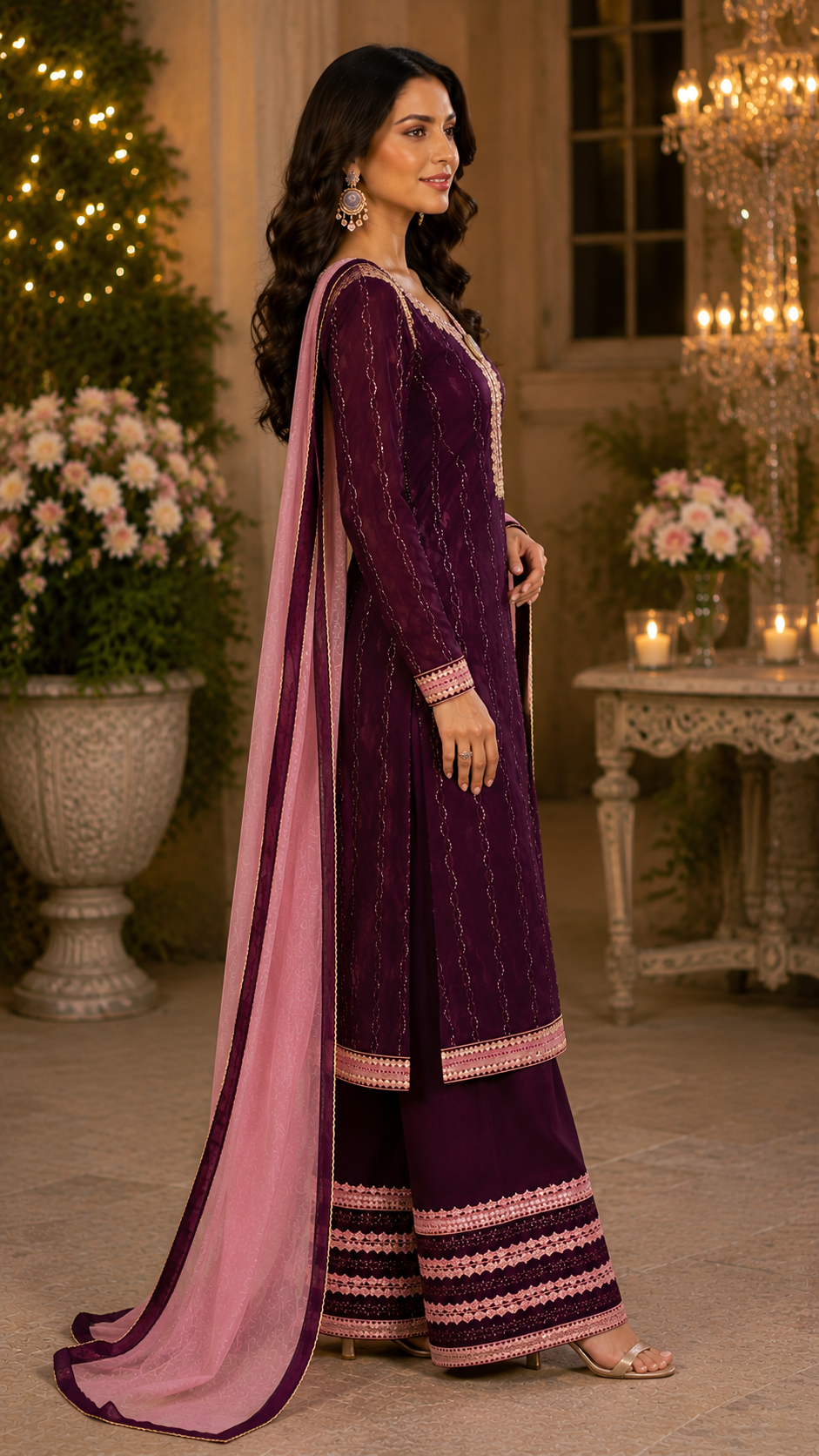 Party wear embroidered georgette suit