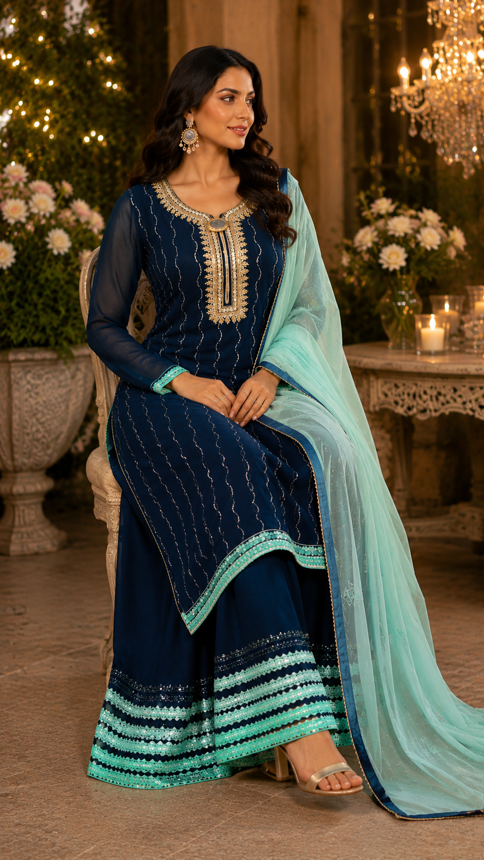 Party wear embroidered georgette suit