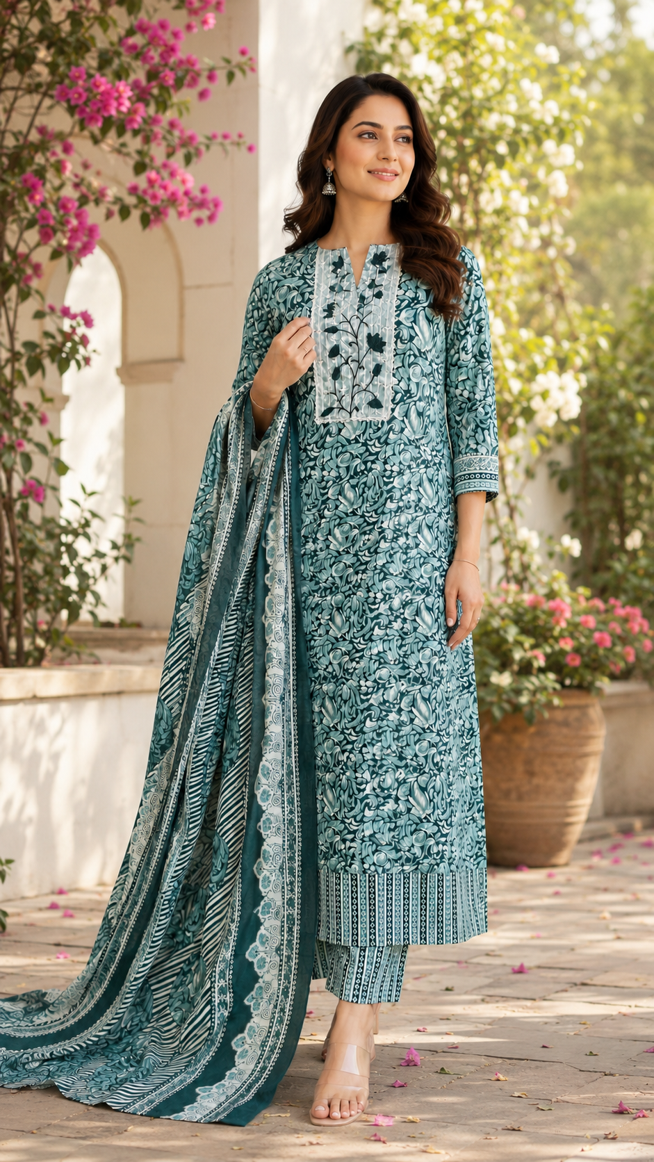 Pure cotton designer print with work suit