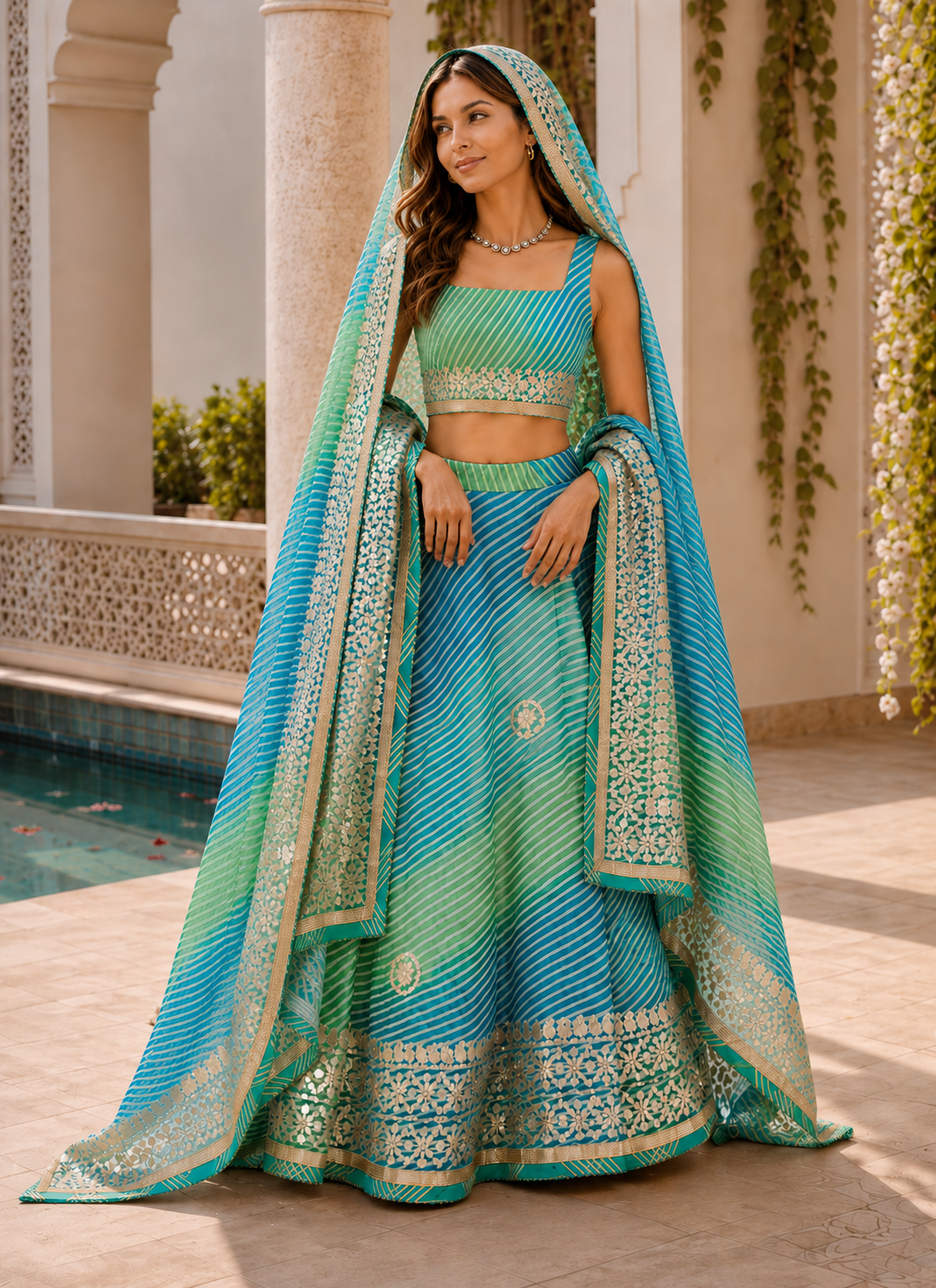 Kotta Check Lehriya Jaipuri Lehenga Choli