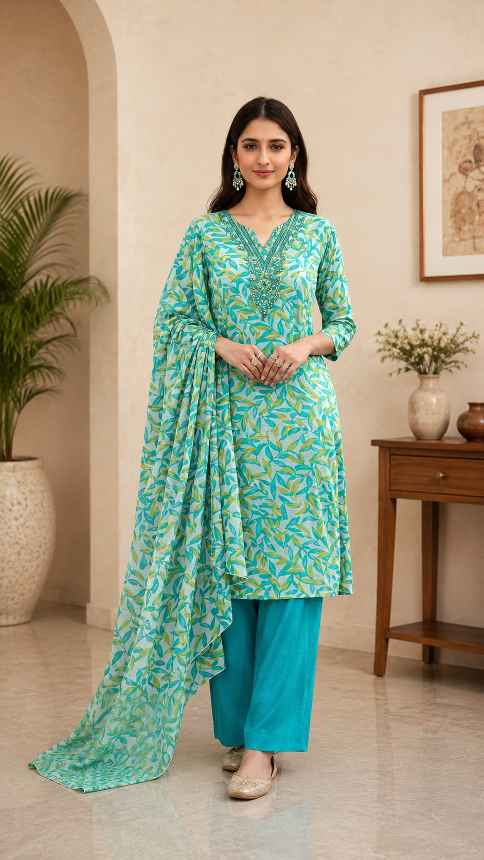 Pure cotton daily wear/office wear cotton dupatta suit