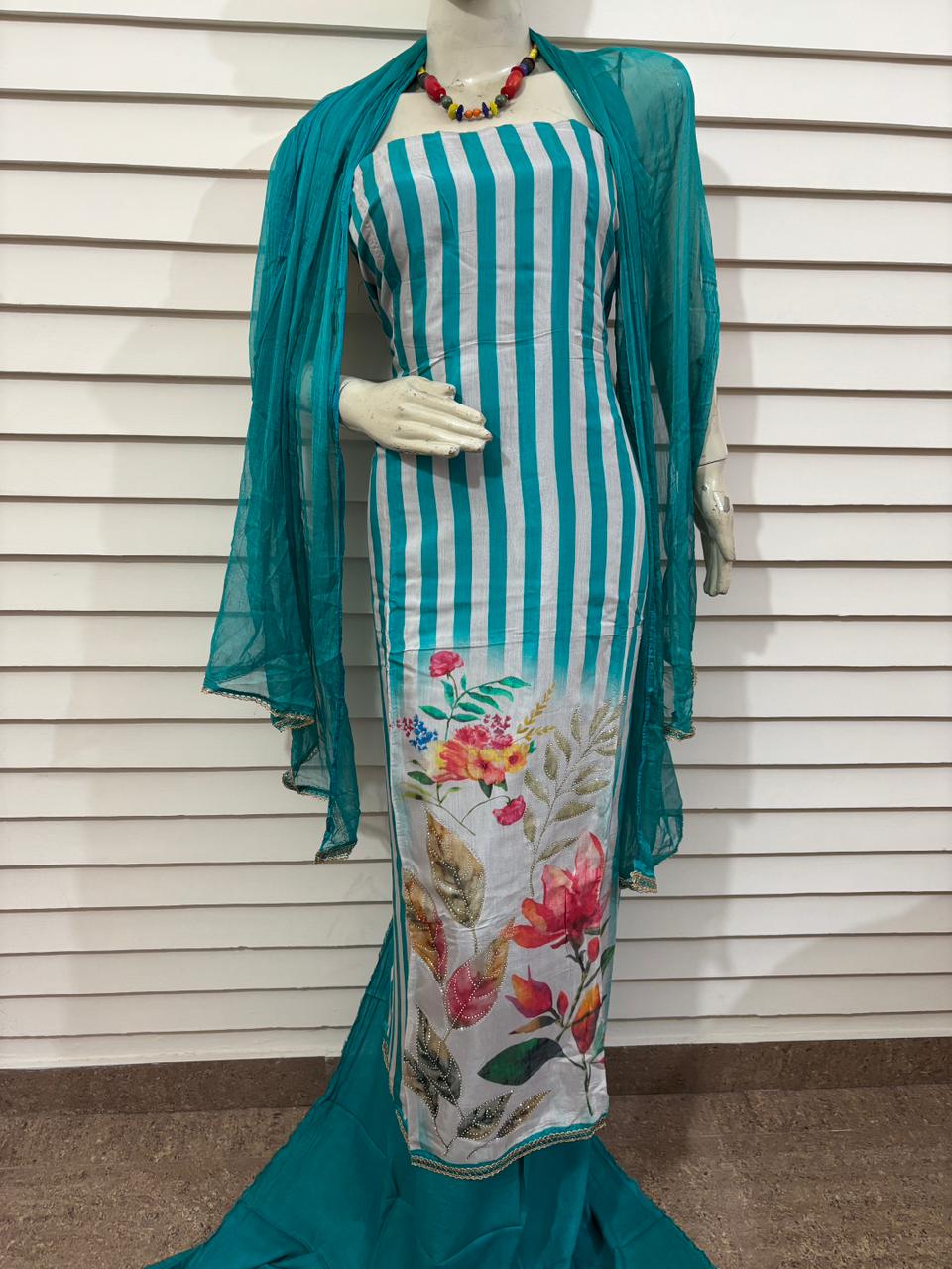Muslin semi stitched digital print suit