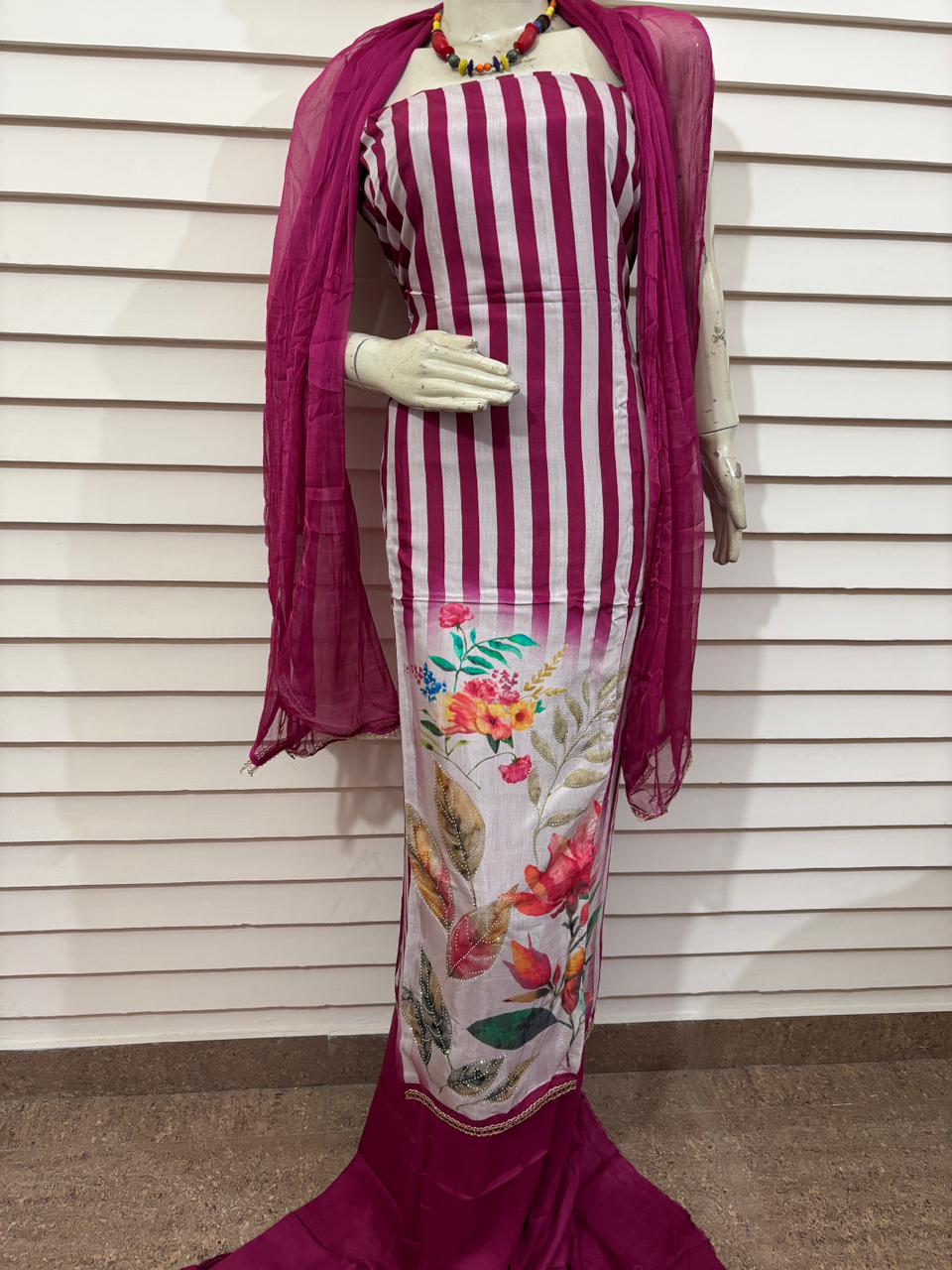 Muslin semi stitched digital print suit